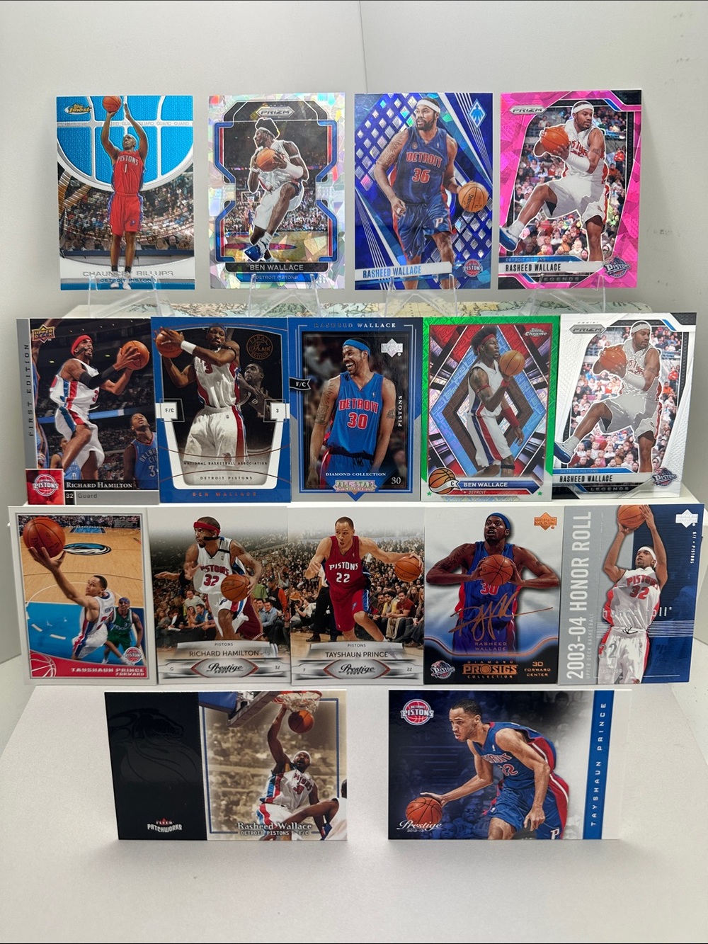 Detroit Pistons 2004 championship starting-five lot of 16 cards